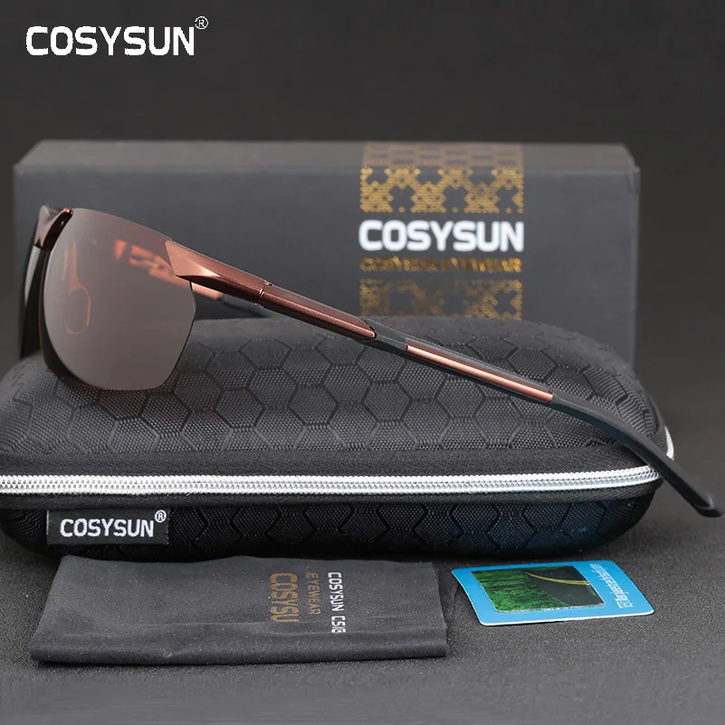 

COSYSUN Brand Polarized Sunglasses Men Sun Glasses Driving Aluminum Magnesium Alloy Frame Sunglasses Fishing Gafas de sol 0373