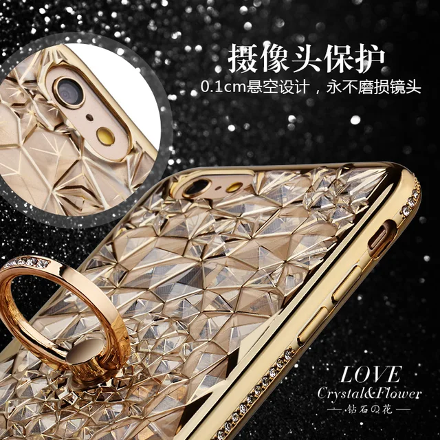 For iPhone 11 Pro XS Max XR Case Luxury 3D Soft Ring Capa For iPhone 5 For iPhone 11 Pro XS Max XR Case Luxury 3D Soft Ring Capa For iPhone 5 6 6S 7 8 Plus Ring Silicon Glitter Rhinestone Stand Cover