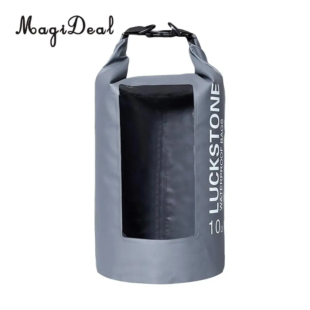MagiDeal 10л Водонепроницаемая сухая сумка рюкзак для пляжа каяк каноэ рыбалка кемпинг катание на лодках рафтинг плавание парусный спорт аксессуары - Цвет: Grey