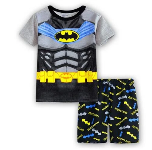 Новые летние пижамы для малышей Детские пижамы с рисунком Бэтмена для мальчиков и девочек, костюм с короткими рукавами+ штаны - Цвет: at the pictures