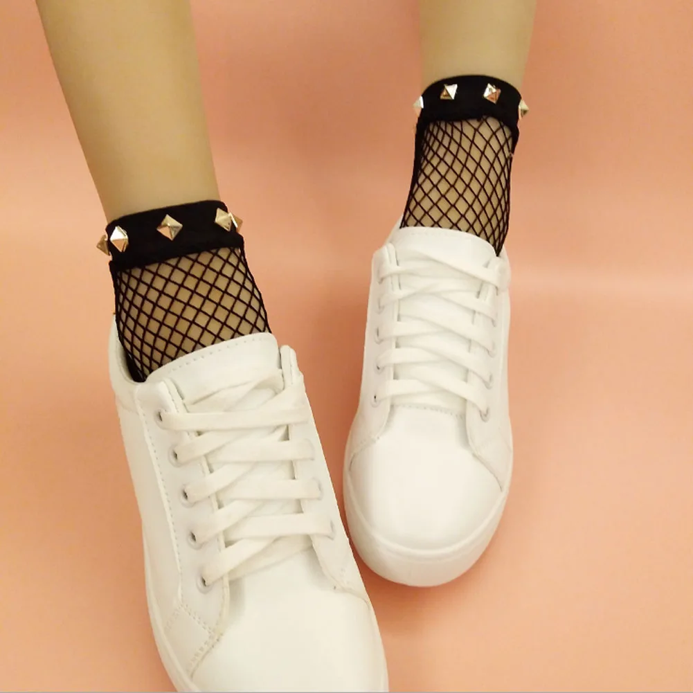 4 вида конструкций шик Для женщин Harajuku дышащая заклепки ажурные носки пикантные открытые носки в сеточку Женский, сетчатый эротические чулки Лидер продаж