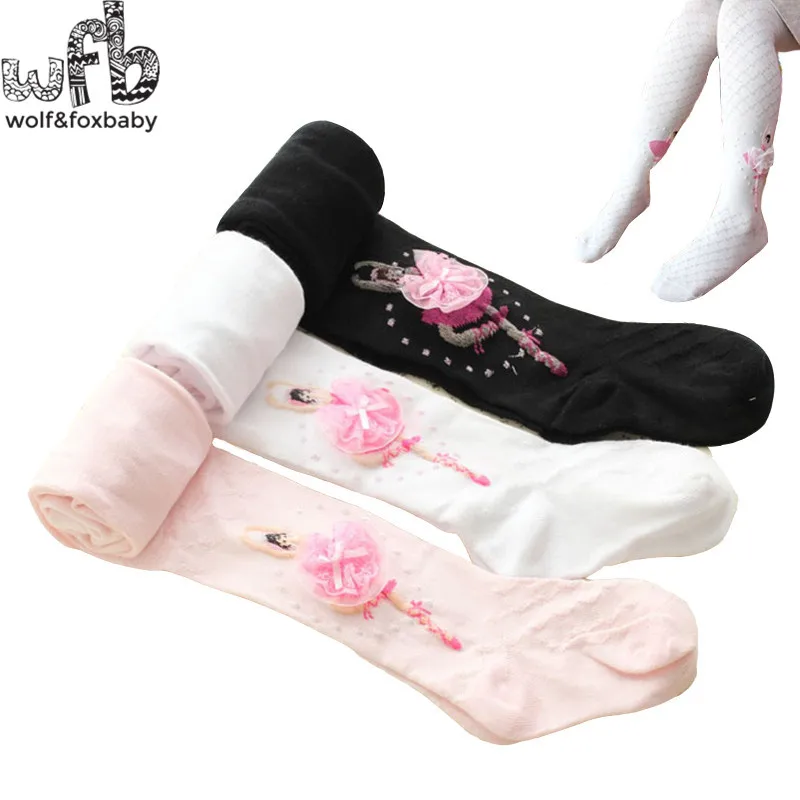 

Retail 3-10years tights stockings cute girl thickened children Kids infant Baby knitting Cotton spring autumn fall winter