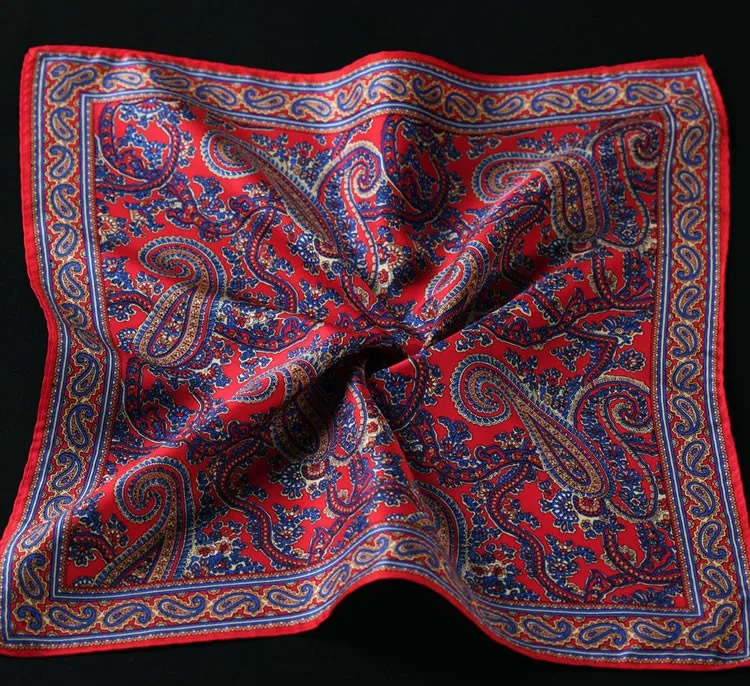 HN10 Пейсли Цветочный платок натуральный шелк сатин мужской носовой платок Модный классический свадебный карман квадратный