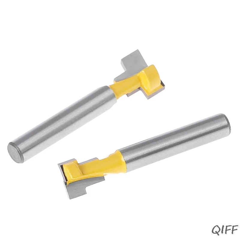

2 Pcs 1/4'' Shank Yellow T-Slot Cutter Router Bit Set for 3/8'' & 1/2'' Hex Bolt Mar28