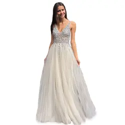 white Long v-neck Party Evening Dresses 2019 Sexy prom dress Women Sweetheart Net yarn Slim Prom Dress sequins party gown white Long v-neck Party Evening Dresses 2019 Sexy prom dress Women Sweetheart Net yarn Slim Prom Dress sequins party gown
