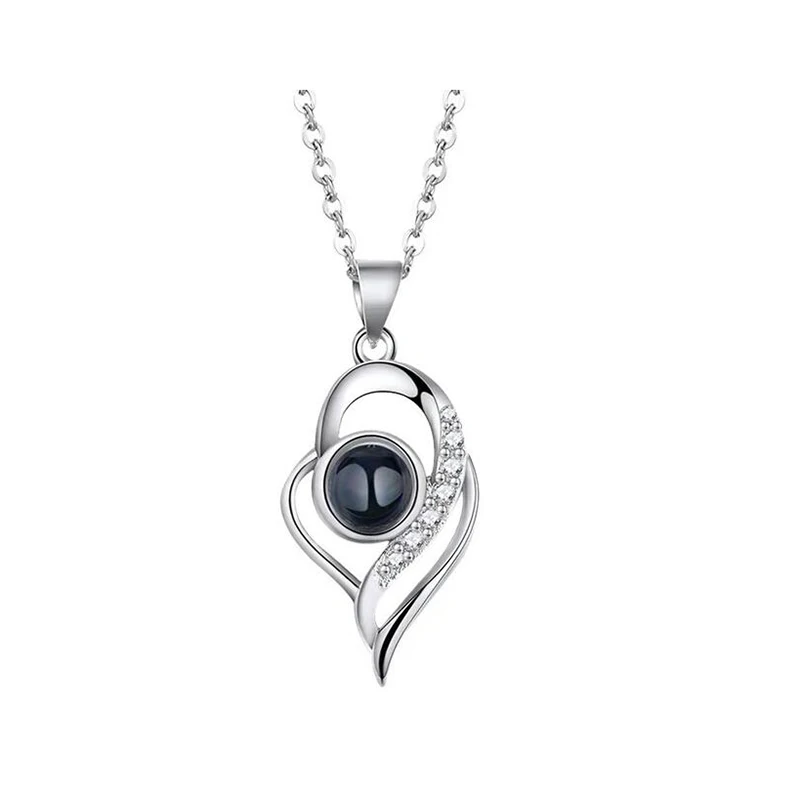 100 язык сказать "I LOVE YOU' кулон ожерелье сердце ожерелье с оленем Мода 925 пробы серебро/титан/медь ожерелье - Окраска металла: Teardrop