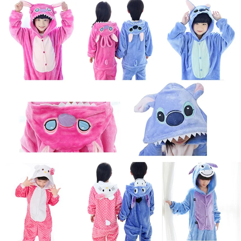 От 4 до 12 лет для мальчиков пижама для девочек детские пижамы комплект комбинезон с капюшоном унисекс фланель рождественские детские пижамы мультфильм животных Косплэй пижамы