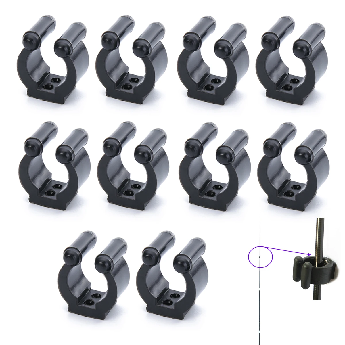 New 10Pcs/Set Plastic Club Clip Fishing Rod Pole Storage Rack Tip Clamps Holder Without Screws Fishing Rod Rack Fishing Tackle