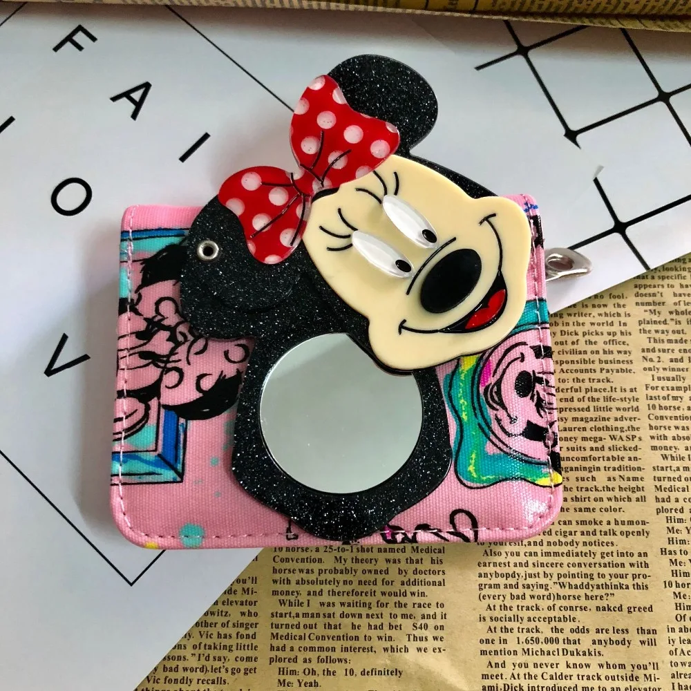 Disney Микки мультфильм женский кошелек pu монета с зеркалом леди сумка для хранения клатч сумка кошелек девушка Сумка Держатель монет плюшевые карты