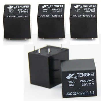 

5PCS 22F Small Conversion Type DC Relay 12V 5 Pins 16A JQC-22F-12VDC-S-Z
