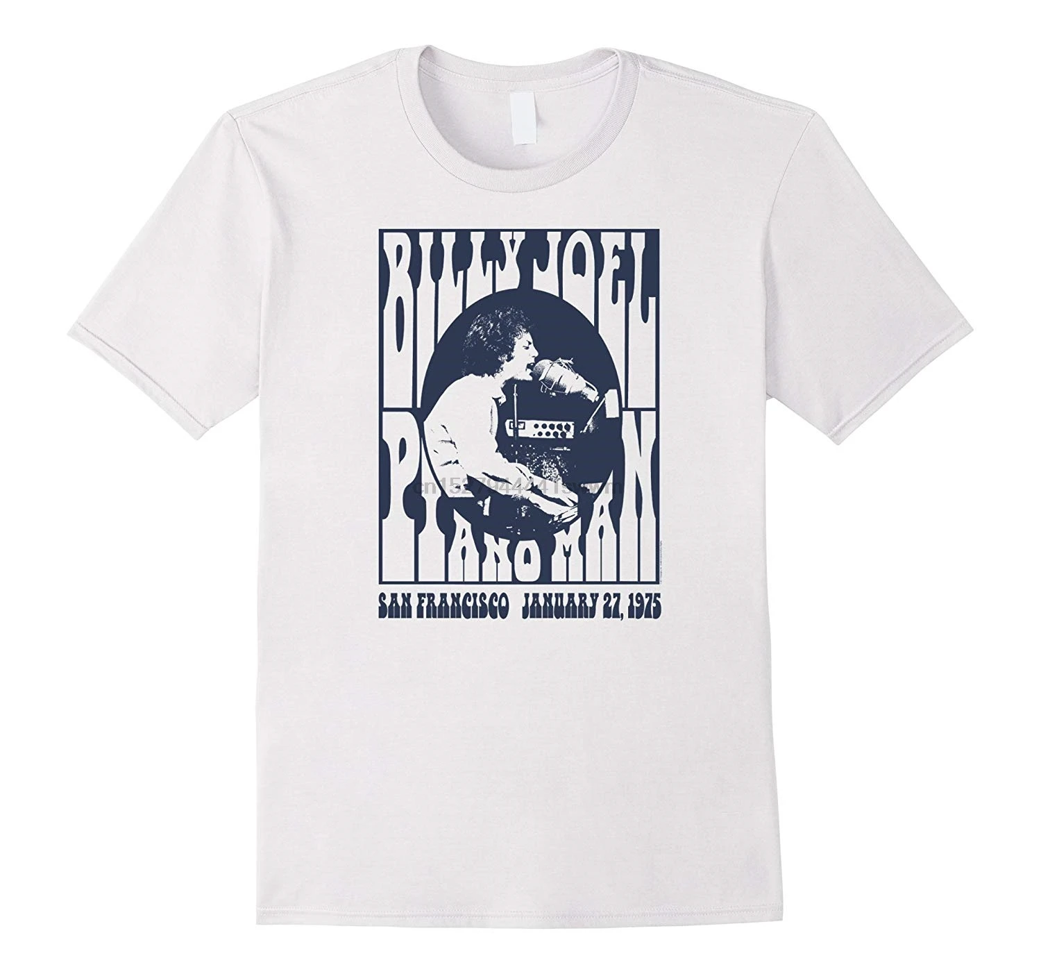 

Billy Joel - Piano Man 1975 T-Shirt Hipster Tees Summer Mens T Shirt Men Fashion Black Cotton Men Lastest