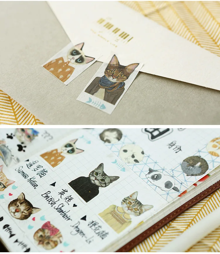 Мультяшные милые кошки DIY декоративный материал бумажная лента набор лента декоративная клейкая лента винтажные подарки васи лента кавайные канцелярские принадлежности