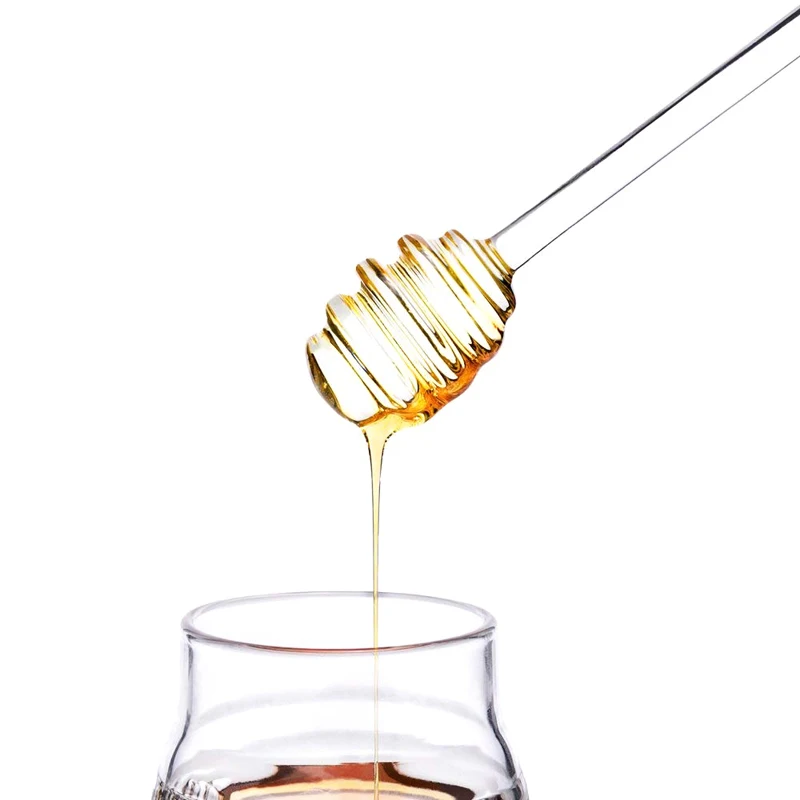 Honey Spoon 6 Inch Glass Honey Dipper Stick for Honey Jar Container Glass Honey Syrup Dispenser Server Kitchen Accessories (2)