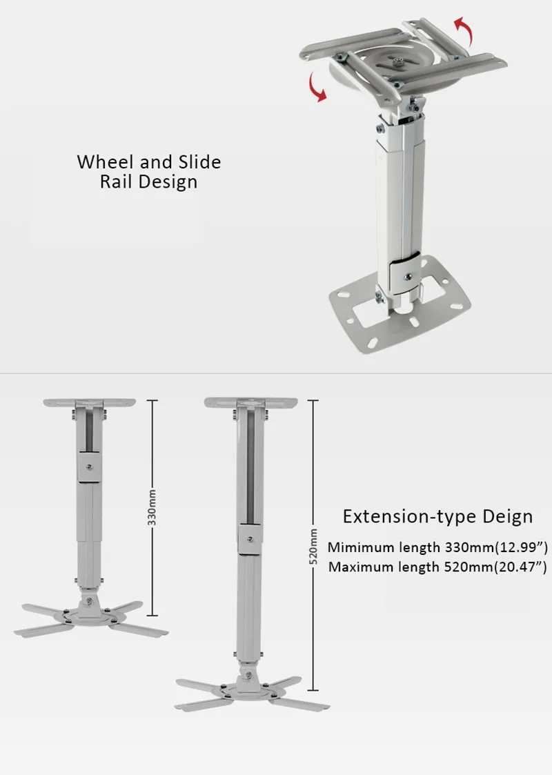 Универсальное масштабируемое Крепление для проектора регулируемое потолочное крепление для проектора Настенный кронштейн для проектора максимальная поддержка 8 кг вес