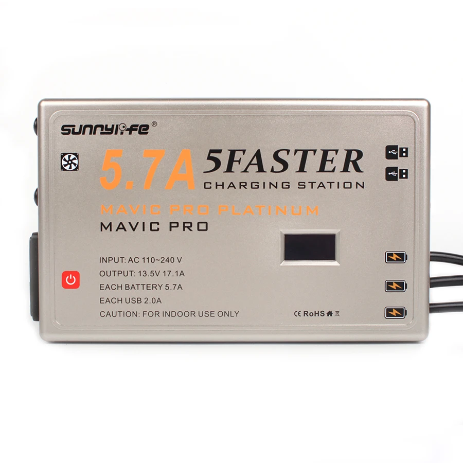  5IN1 5.7A Large Current Battery Charger Controller Smartphone Tablet Charger with OLED Display for 