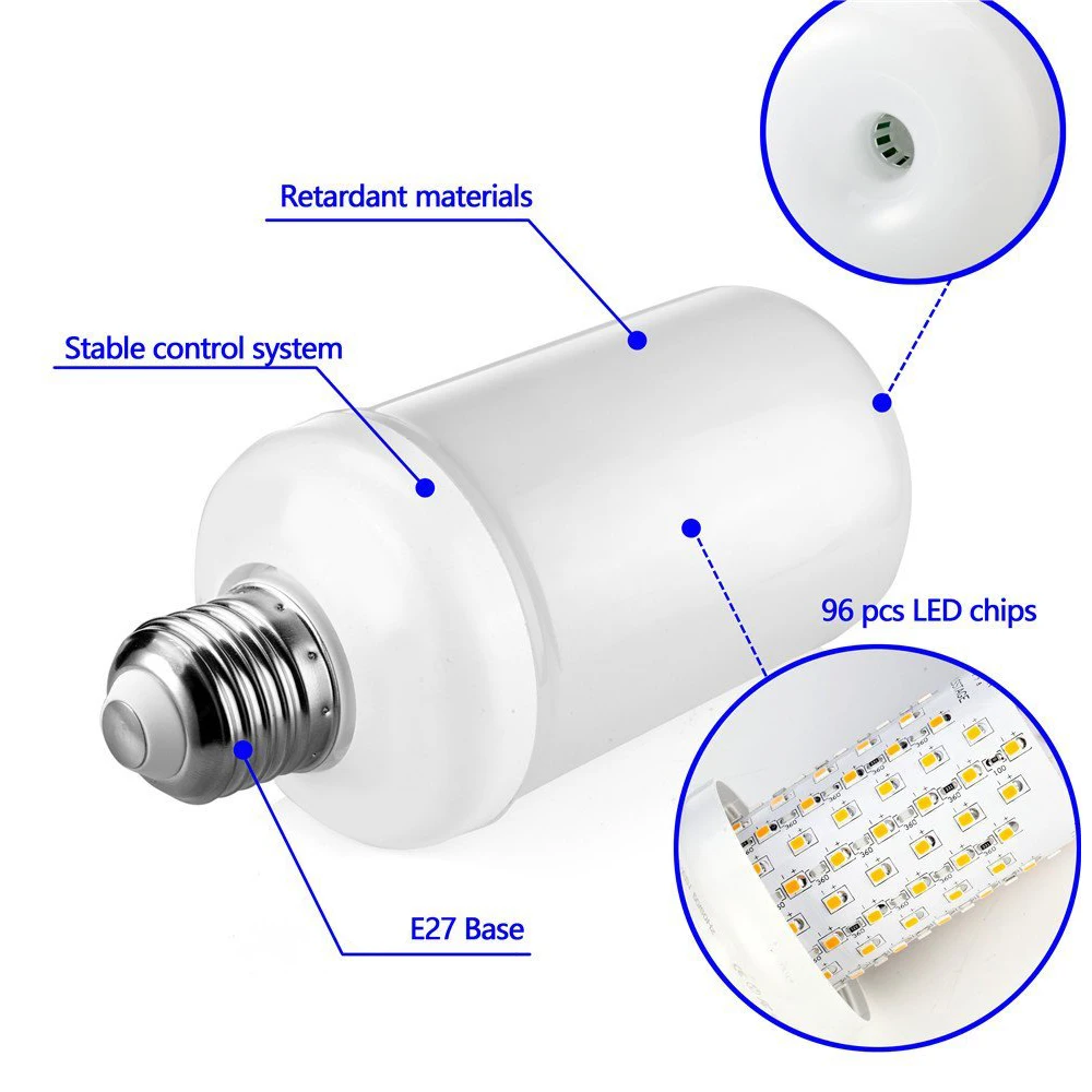 E27 5 Вт 99 шт. 2835 SMD Светодиодная лампа с эффектом ночного пламени праздничное