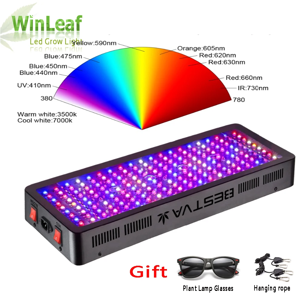 LED Grow Light полный спектр 300 Вт 600 800 1000 1200 1500 1800 2000 двойной чип красный/синий/УФ/ИК для
