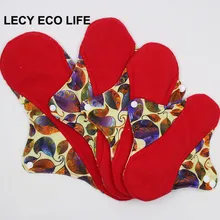 reusable cloth pads for special days, red micro fleece inner menstrual pad with wings, 4 size women sanitary day and night pads