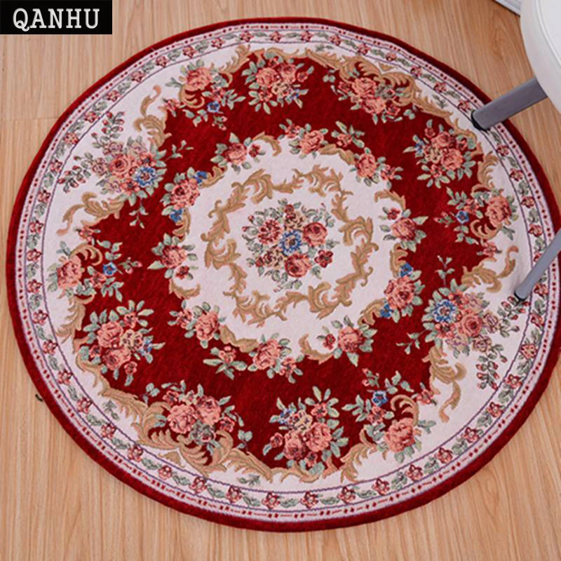 

QANHU circle carpet on the floor and woven fabrics finished carpet soft texture Can wash machine wash slippery chair cushion