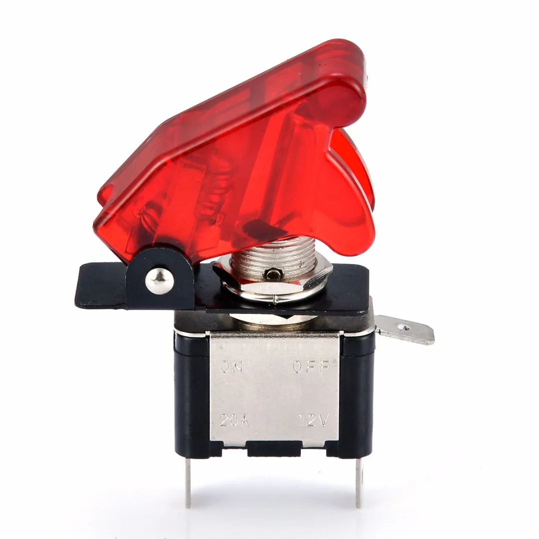 12V 20A ON/OFF Miniature Rocker Toggle Switch & Red Cover For Professional Racing Car Vehicle Fog Lamps Dome Light Mayitr