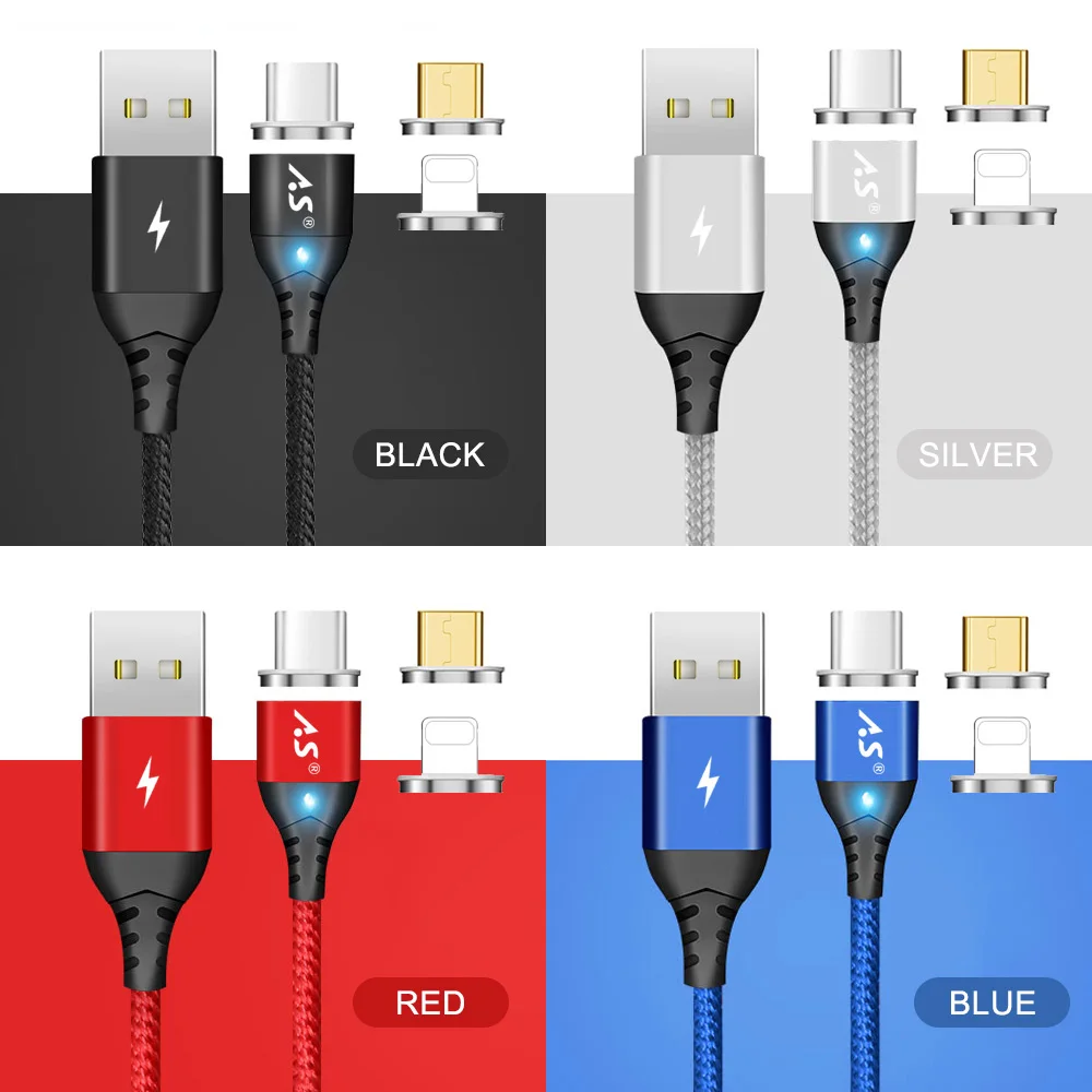 Магнитный кабель A.S 3A Micro usb type C, супер быстрое зарядное устройство для телефона Microusb type-C, магнитное зарядное устройство usb c для iphone, huawei, xiaomi