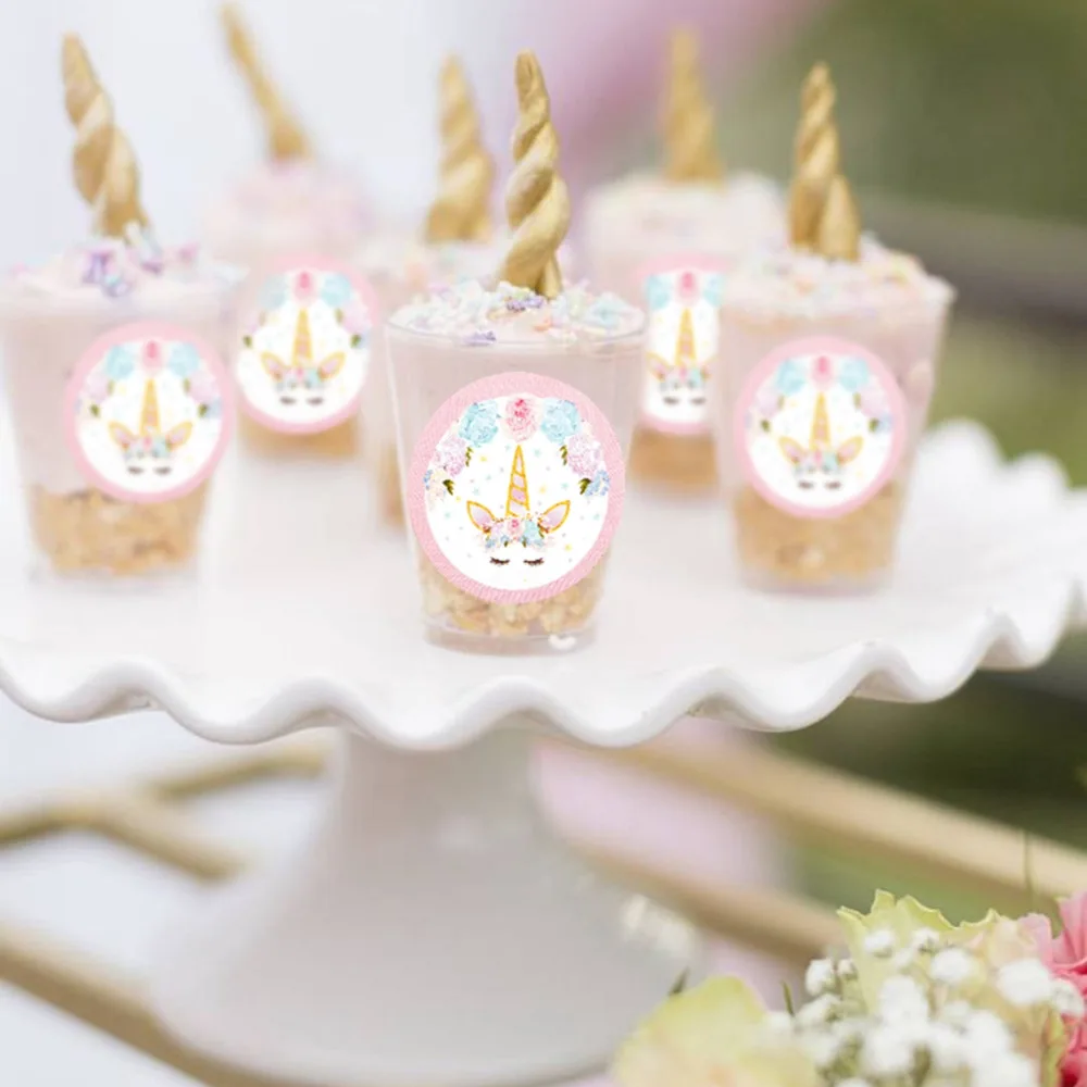 PATIMATE DIY Unicorn Party Sticker Water Bottle Wedding Favors Candy Box Stickers Birthday Party Decoration Unicorn Sticker Box