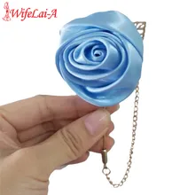 WifeLai-твердая Цвет атласные розы Для мужчин костюмы Броши Булавки лента невесты Carsage Броши Pin Свадебные бутаньерка жениха XH0273