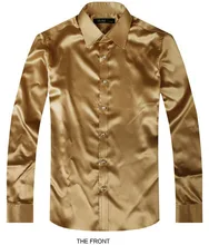 2017 Golden Luxury the groom shirt male long sleeve wedding shirt men’s party Artificial silk dress shirt M-3XL 21 colors FZS19