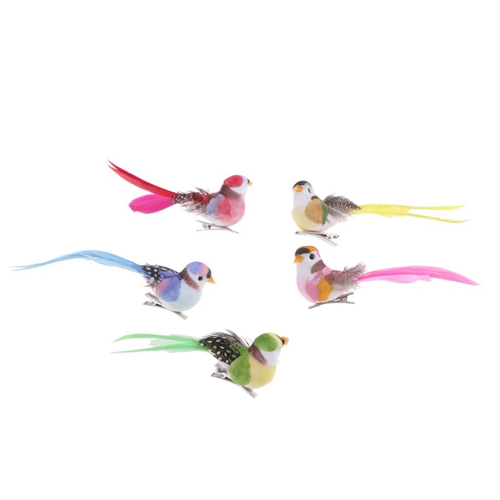 12pcs Artificial Bird Foam Magpie Colorful Feathered Bird Fake Simulation Home Garden Decoration Indoor Home Decor 
