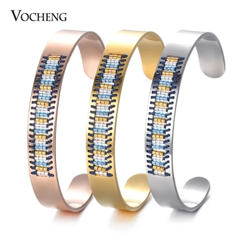 

10pcs/lot Stainless Steel Bangle Seed Bead Cuff Bangle Bracelet for Women Handmade Jewelry 3 Colors M-013*10