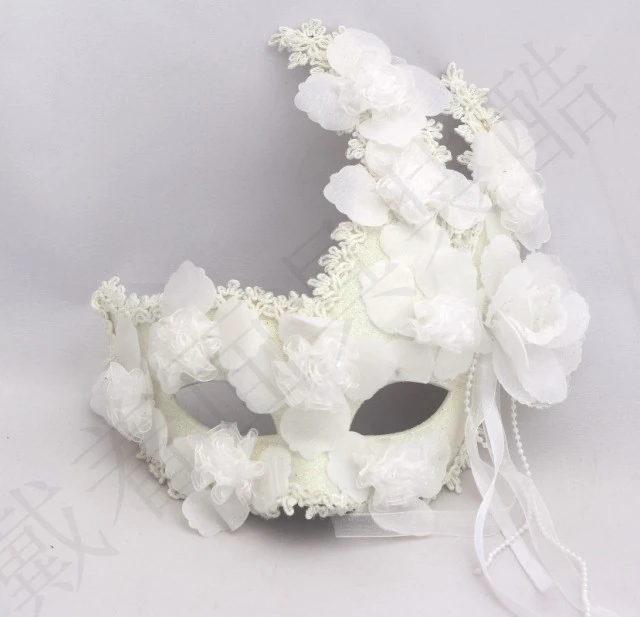 

multi-types Venice Mask Masquerade Princess cos men and women feather plus flower lace face white party supply wedding halloween