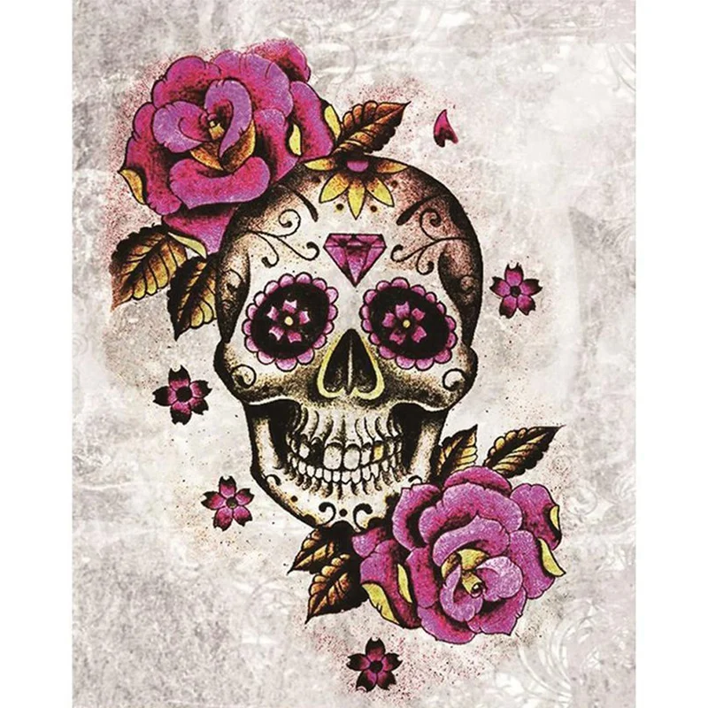 5D алмазная вышивка крестиком набор Настенный декор Искусство ремесло - Цвет: Flowers eyes skull