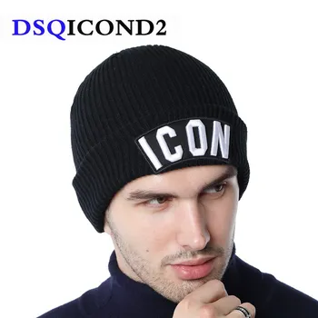 

DSQICOND2 Skullies Beanie Embroidery Skiing Knitted Hats ICON Women Men Winter Cap Warm Baggy Beanies Knit Skullies Bonnet Caps