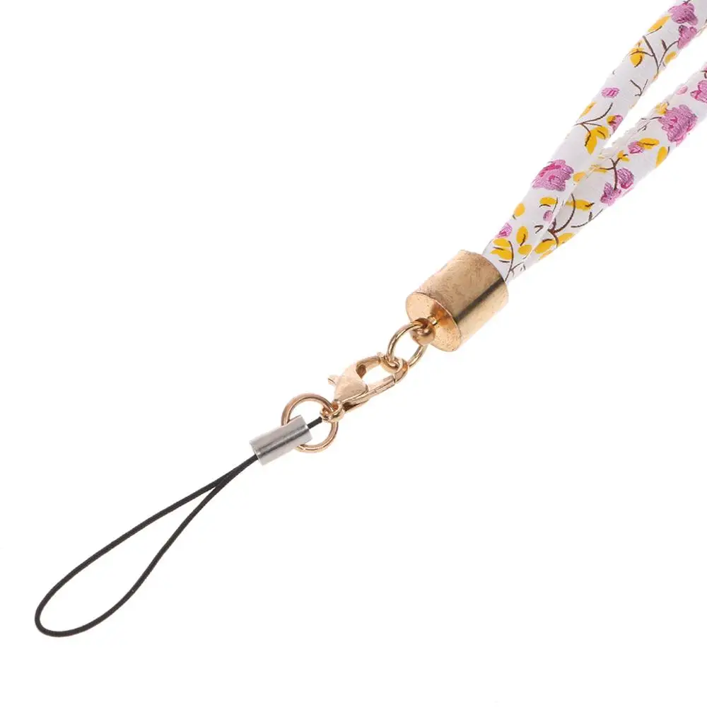 

New Floral Leather Neck Lanyard Strap Cell Mobile Phone ID Card Keyring Keychain