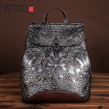 El nuevo retro mano-rub color mochila primera capa de bolsas de viaje de cuero de cuero bolsos de hombro de los hombres y las mujeres en general totalidades
