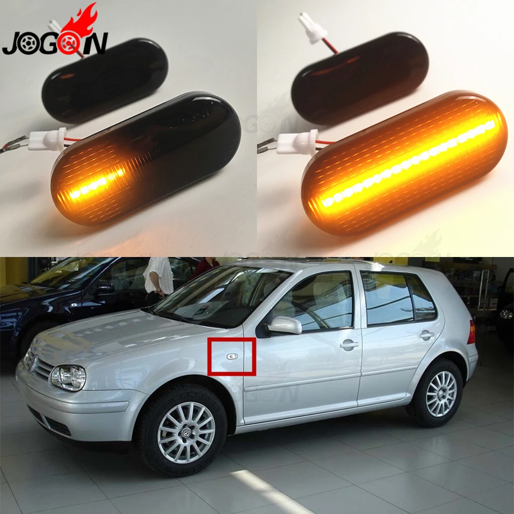 Для VW Golf 3 4 Passat Polo, Ford Focus Fusion Skoda Octavia SEAT Leon, боковое крыло автомобиля, динамический мигающий индикатор, последовательный светильник