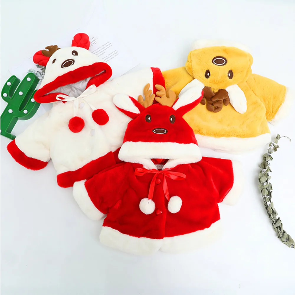 Дети Детские Coth Рождественский костюм олень с капюшоном накидка Халат пальто Одежда для мальчиков и девочек рождественские костюмы