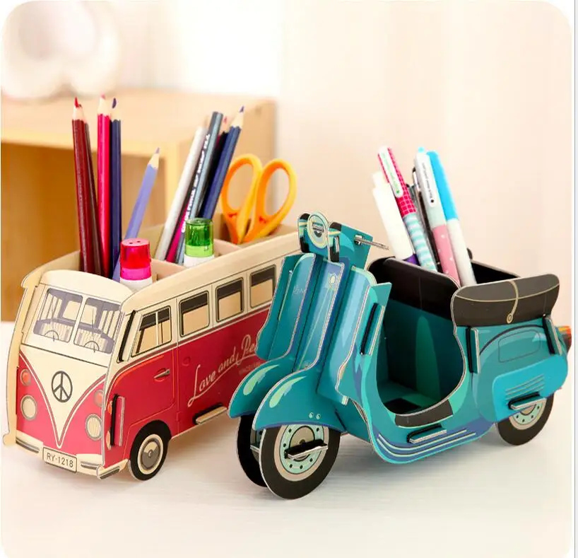 Creative DIY desktop boxes desk desktop stationery pencil case received ...