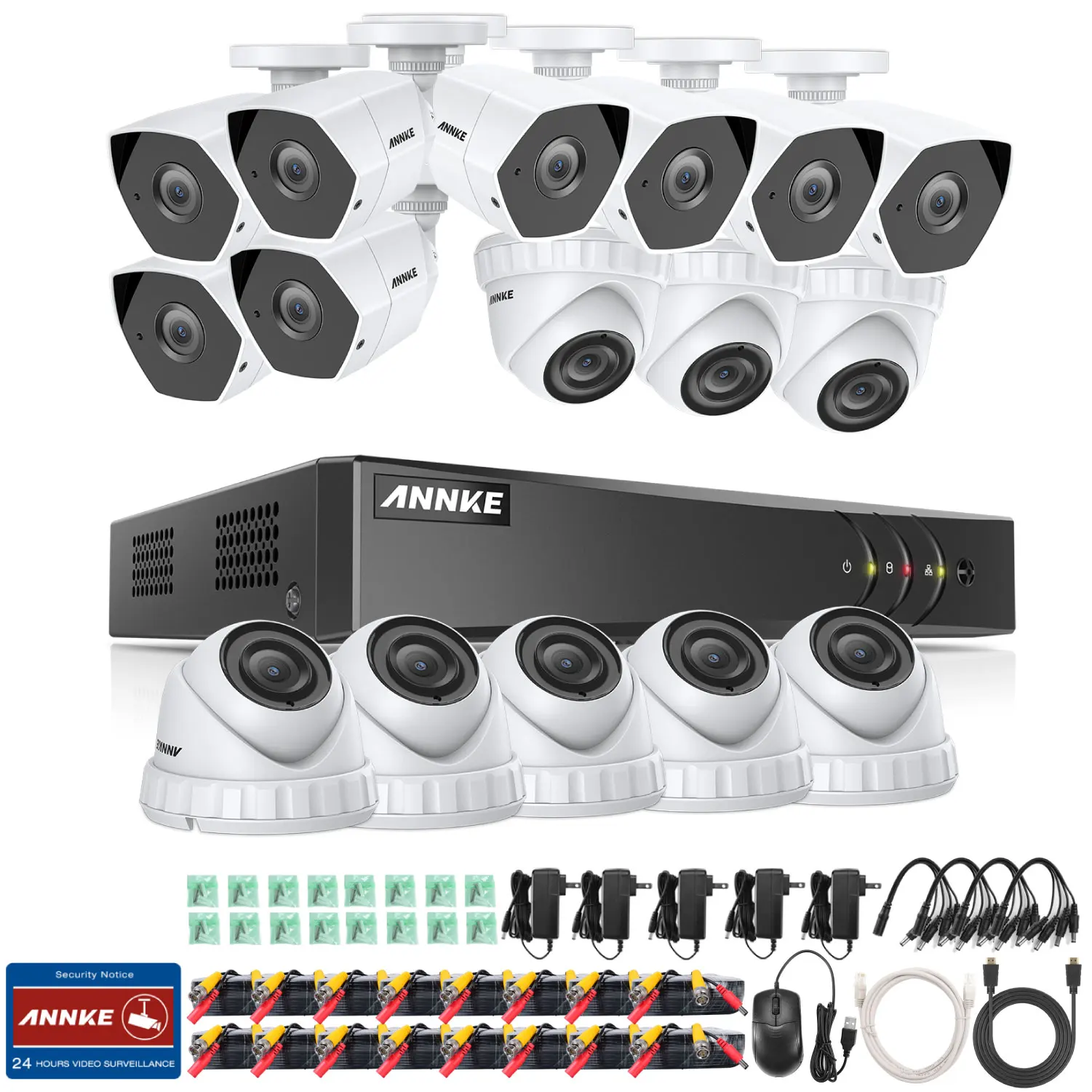 ANNKE FHD 16CH 3MP система видеонаблюдения H.265 + 5в1 DVR 16 шт. Смарт ИК Открытый Всепогодный