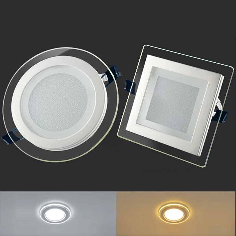 LED 6W 12W 18W panel Downlight Round/Square glass panel lights