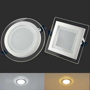 

LED 6W 12W 18W panel Downlight Round/Square glass panel lights, embedded ceiling lamp.AC110v-240 50/60Hz