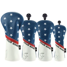 Craftsman Golf персонализированное имя выгравировано синий кожаный чехол для гольфа набор США Звезда Драйвер Фарватер Гибридный деревянный защитный чехол