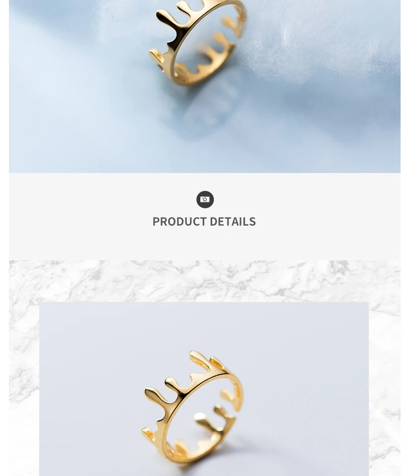 2019 New Fashion Sterling Silver Waterdrop Crown Rings Gold Color S925 Open Ring For Women Girls Lady Jewellery Bijoux Gifts (6)