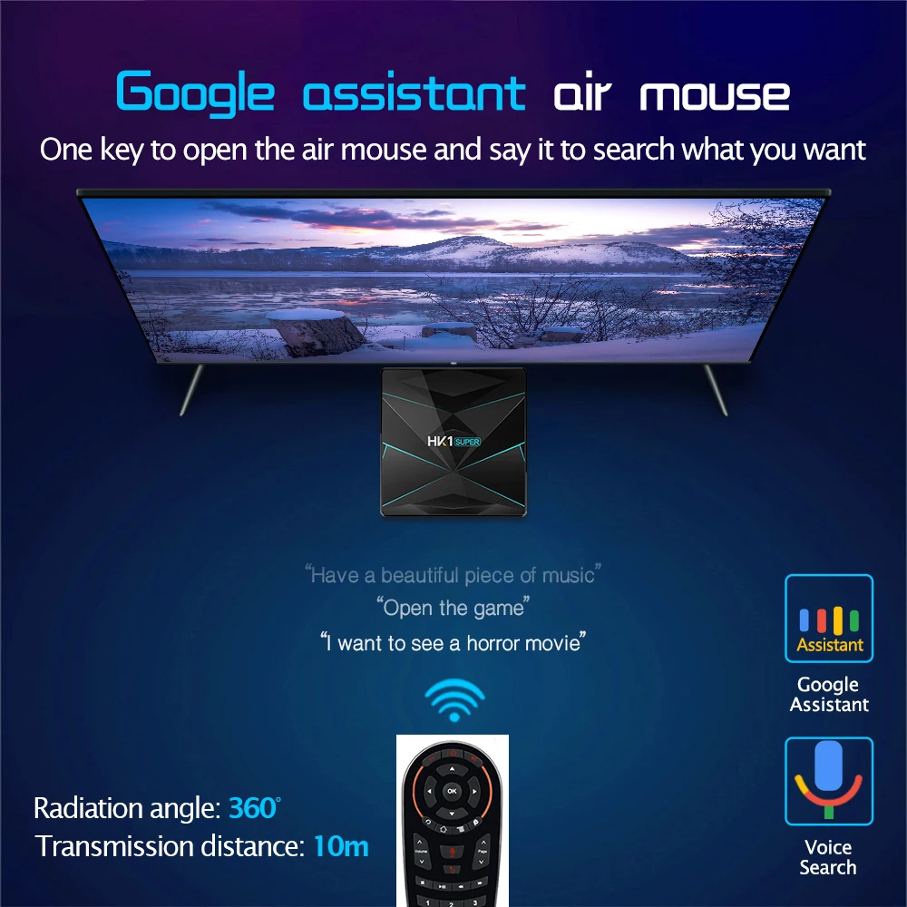 Android 9 Smart tv box Super HK1 Google Voice Air Mouse