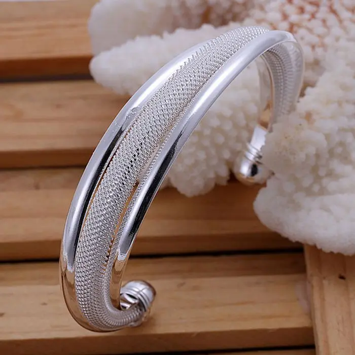 

925 jewelry silver plated jewelry bangle fine fashion opening bracelet bangle top quality wholesale and retail SMTB019