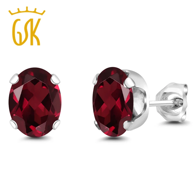

2.70 Ct Oval 8x6mm Red Rhodolite Garnet 925 Sterling Silver Stud Earrings