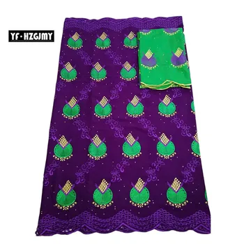 

YF HZGJMY African Lace Purple/Green 2019 Nigeria Cotton Lace Fabric Latest Dubai Embroidered Swiss Voile Lace Fabric JA295