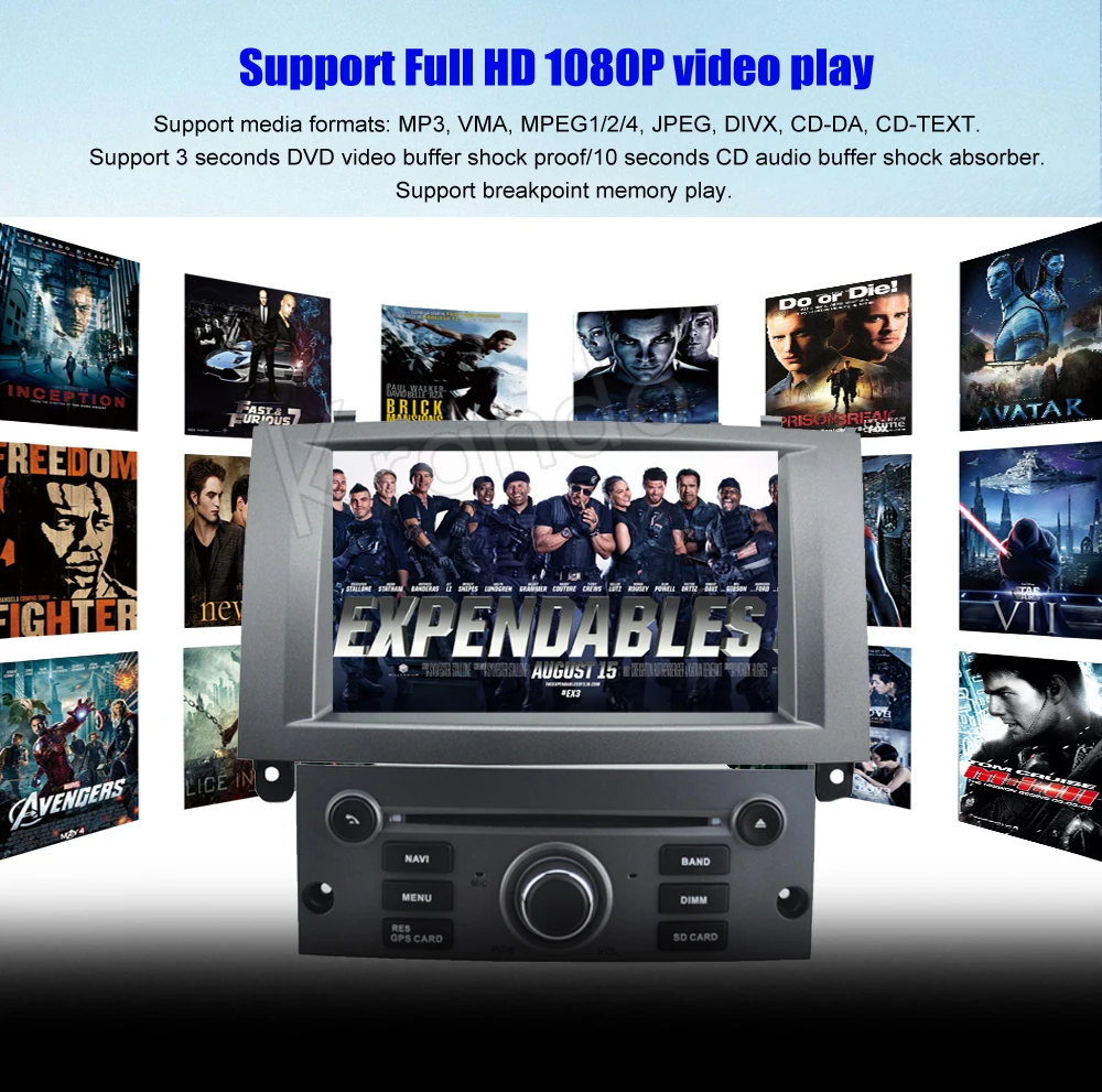 Top Krando Android 8.0 car dvd player multimedia for peugeot 407 2004-2010 radio gps navigation system WIFI 3G Playstore AC 4