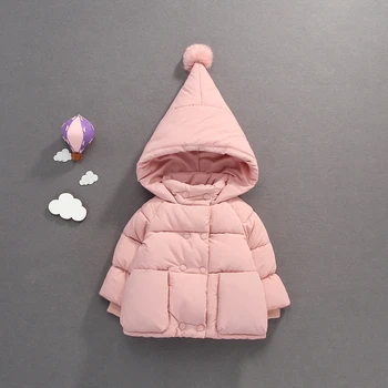 

Girl winter new solid color coat Girl fashion styling thick warm coat Girls double-breasted simple cold warm jacket