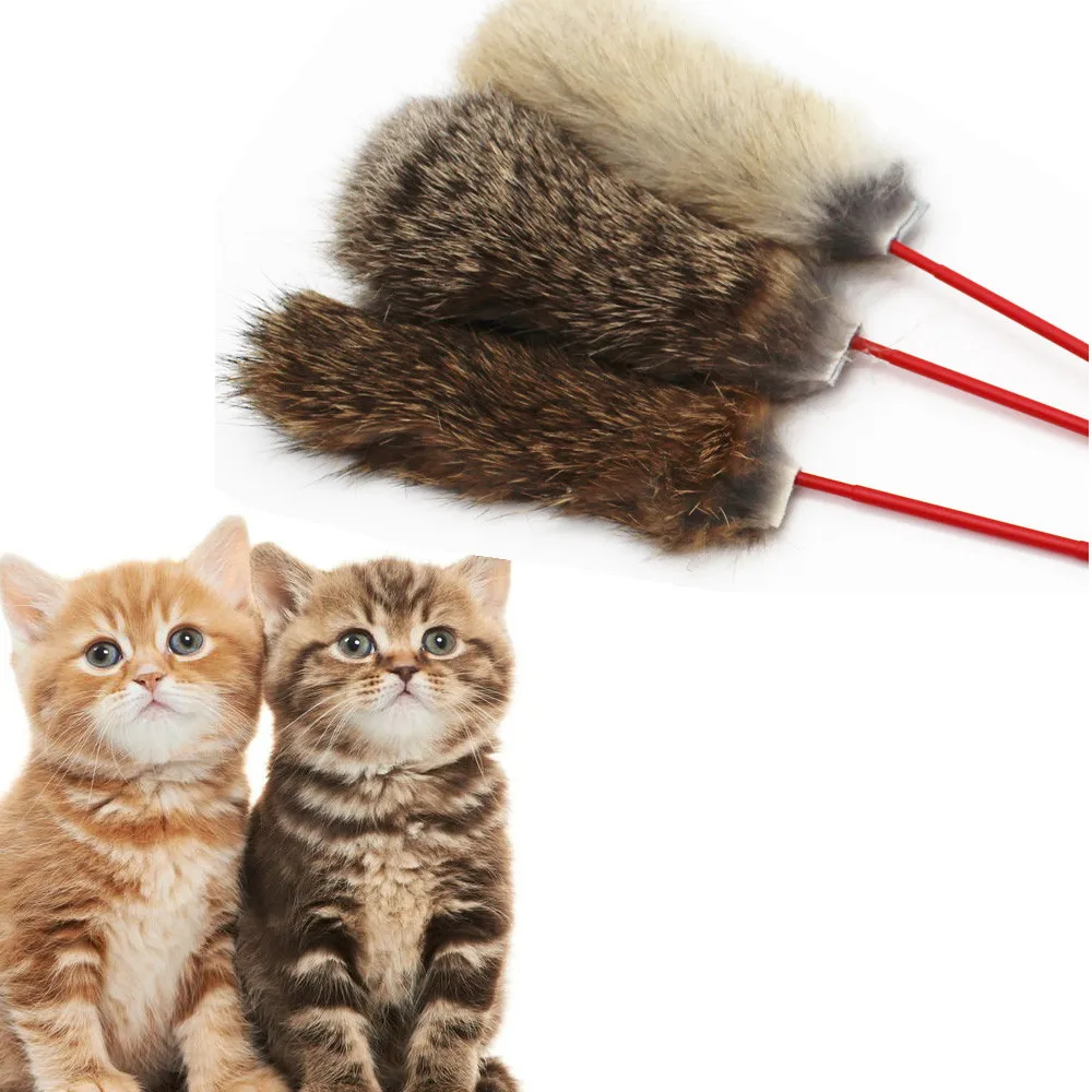 

Funny cat stick fun cat stick simulation rabbit fur interactive toy plastic feather pet game accessories new creative